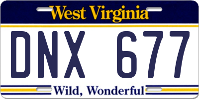 WV license plate DNX677