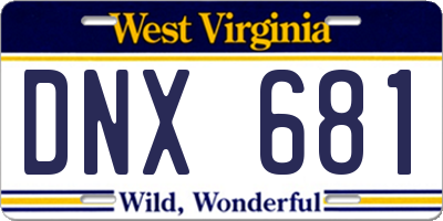 WV license plate DNX681