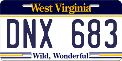 WV license plate DNX683