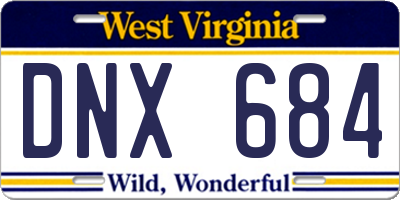 WV license plate DNX684