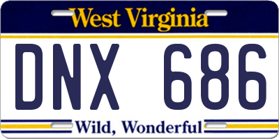 WV license plate DNX686