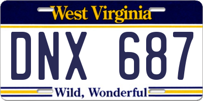 WV license plate DNX687
