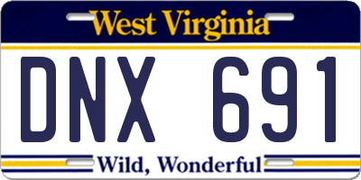 WV license plate DNX691