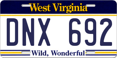 WV license plate DNX692