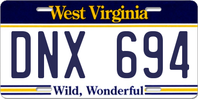 WV license plate DNX694
