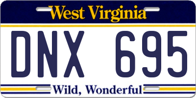 WV license plate DNX695