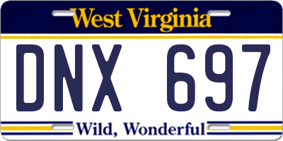 WV license plate DNX697