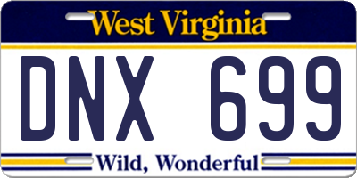 WV license plate DNX699