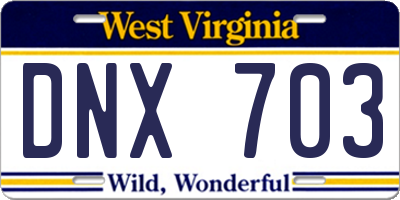 WV license plate DNX703