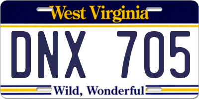 WV license plate DNX705
