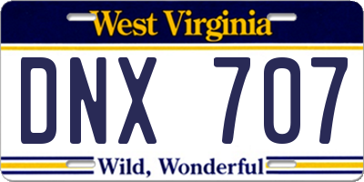 WV license plate DNX707