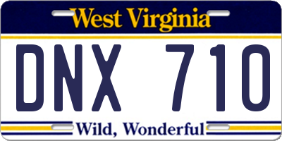 WV license plate DNX710
