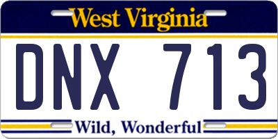 WV license plate DNX713