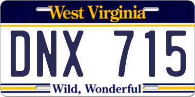 WV license plate DNX715