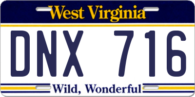WV license plate DNX716