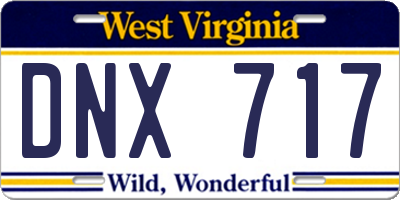 WV license plate DNX717