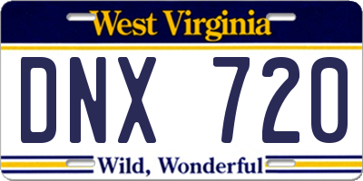 WV license plate DNX720