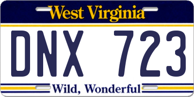 WV license plate DNX723