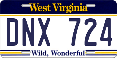 WV license plate DNX724