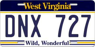 WV license plate DNX727