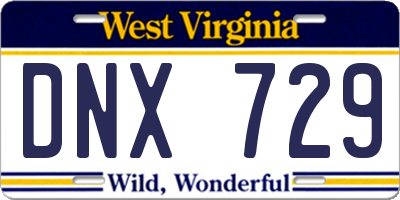 WV license plate DNX729