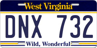 WV license plate DNX732