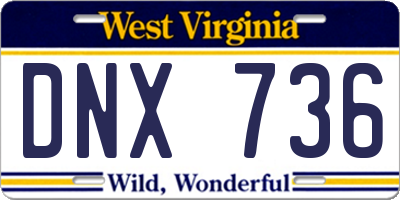 WV license plate DNX736