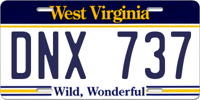 WV license plate DNX737