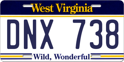 WV license plate DNX738