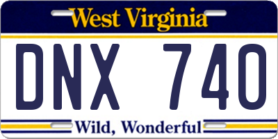 WV license plate DNX740