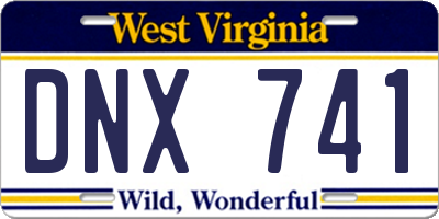 WV license plate DNX741