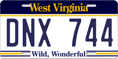 WV license plate DNX744