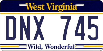 WV license plate DNX745