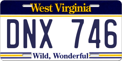 WV license plate DNX746