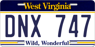 WV license plate DNX747