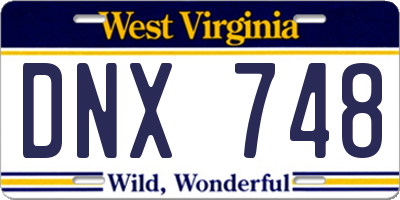 WV license plate DNX748