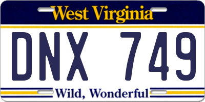 WV license plate DNX749