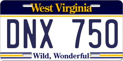WV license plate DNX750