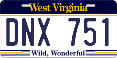 WV license plate DNX751
