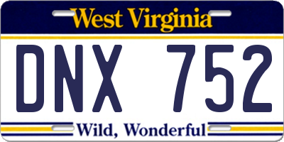 WV license plate DNX752