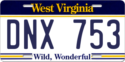 WV license plate DNX753