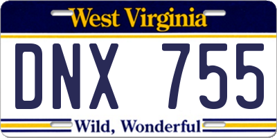 WV license plate DNX755