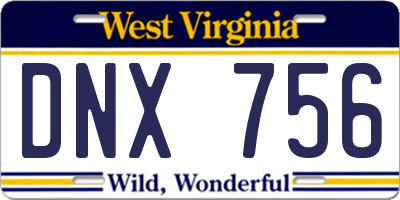WV license plate DNX756