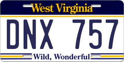 WV license plate DNX757