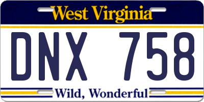 WV license plate DNX758
