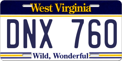 WV license plate DNX760