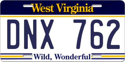 WV license plate DNX762