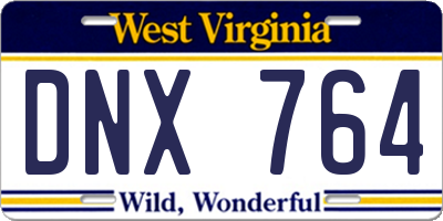 WV license plate DNX764