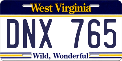 WV license plate DNX765