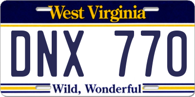 WV license plate DNX770